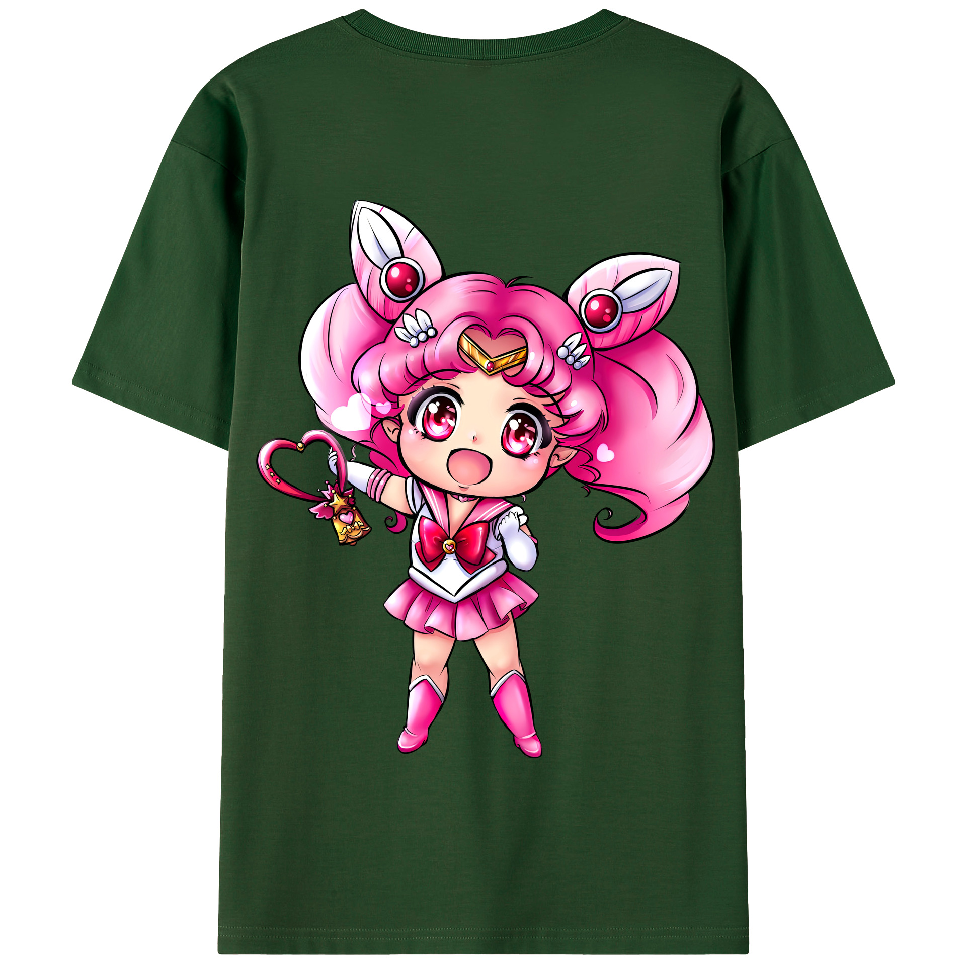 （画像用） 美少女戦士セーラームーン ちびうさ Sailor Moon Chibiusa Tsukino Usagi Small Lady Serenity 綿100％半袖Tシャツ（背面プリント）
